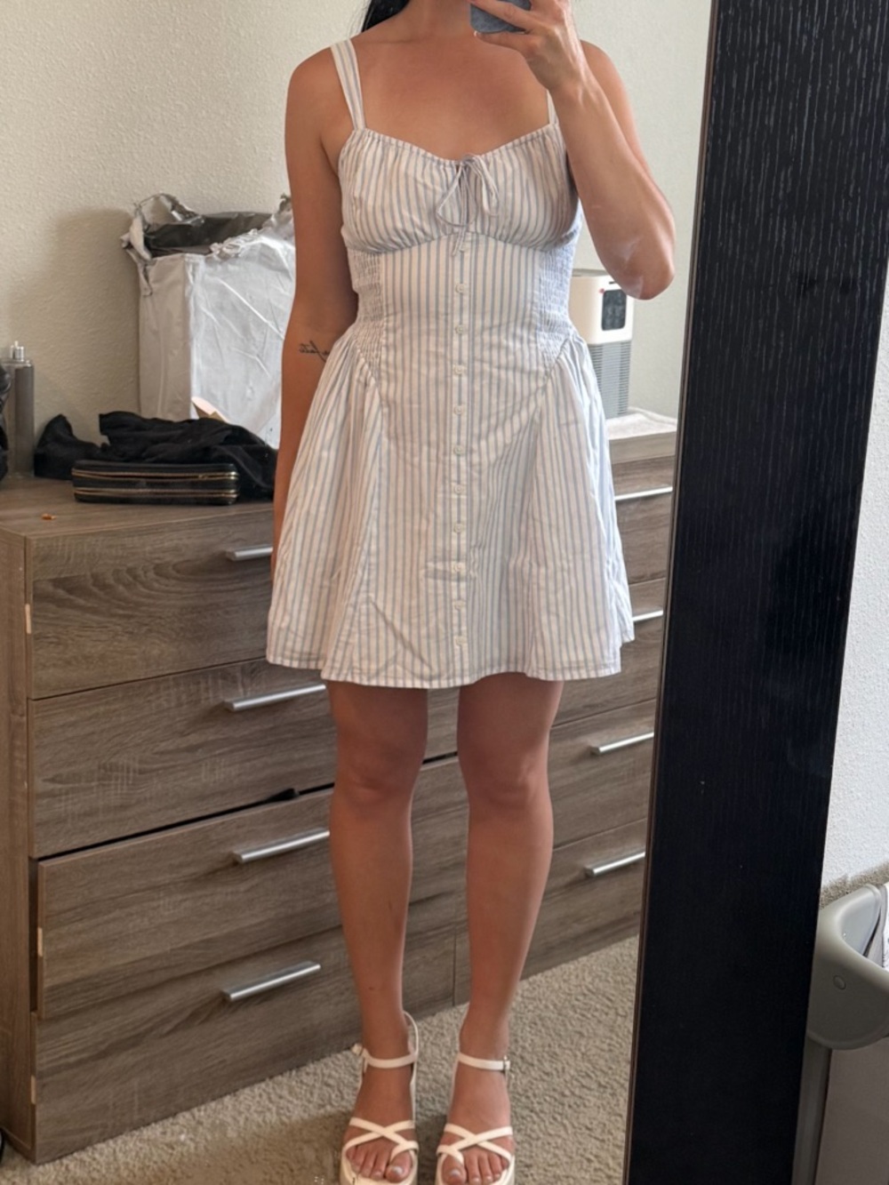 Hollister blue & white striped mini dress